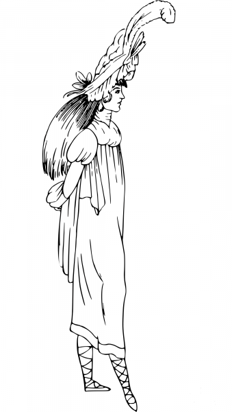 Vintage Comic Character – Actress in a Hat coloring page image