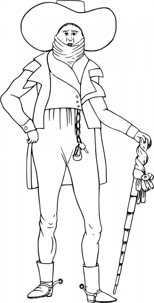 Vintage Comic Character – American Cowboy coloring page image