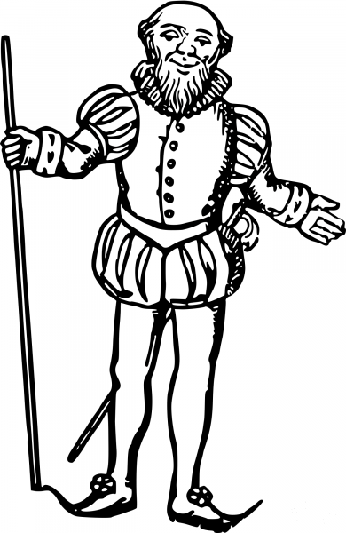 Vintage Comic Character – Aristocrat with a Stick coloring page image