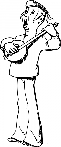 Vintage Comic Character – Ballad Singer coloring page image