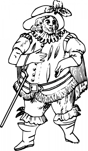 Vintage Comic Character – Big Musketeer coloring page image