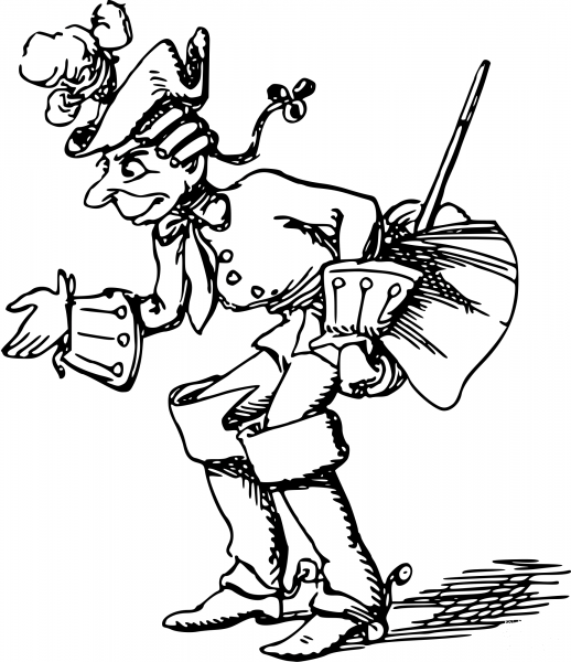 Vintage Comic Character – Bowing Swordsman coloring page image