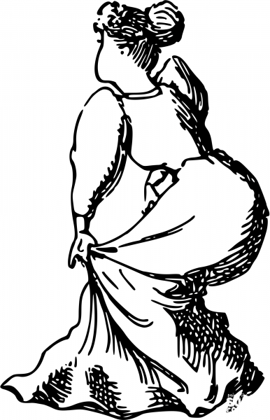 Vintage Comic Character – Bowing Woman coloring page image