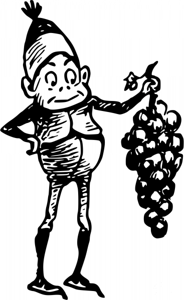 Vintage Comic Character – Boy with Grapes coloring page image