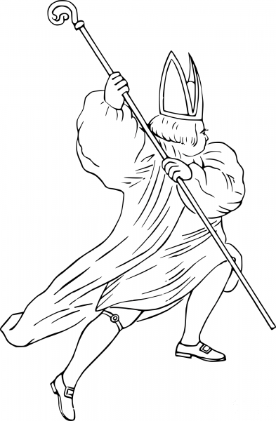 Vintage Comic Character – Catholic Pope Fighting coloring page image