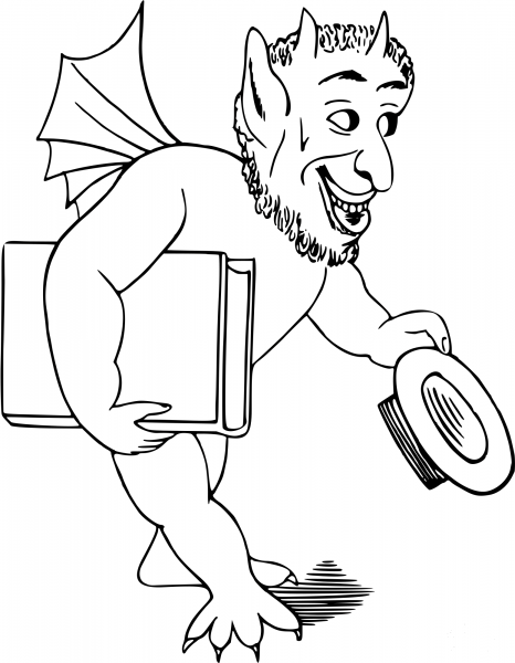 Vintage Comic Character – Cheerful Devil coloring page image