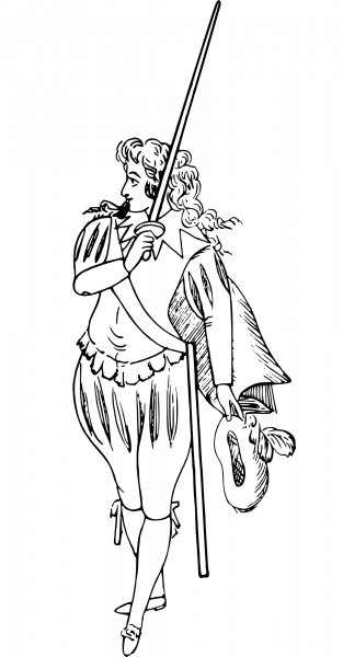 Vintage Comic Character – Court Knight with a Sword coloring page image