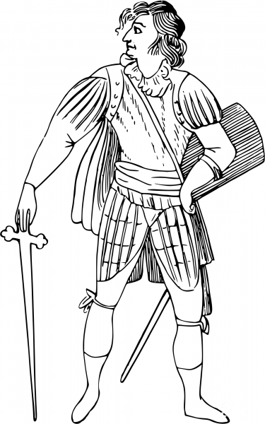 Vintage Comic Character – Court Knight with a Sword coloring page image