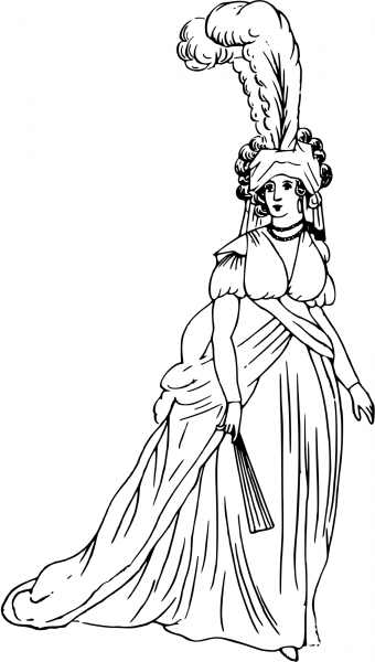 Vintage Comic Character – Court Lady coloring page image