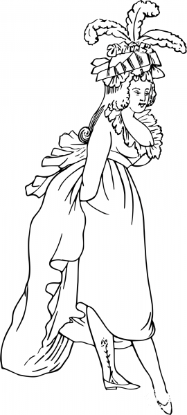Vintage Comic Character – Court Lady coloring page image