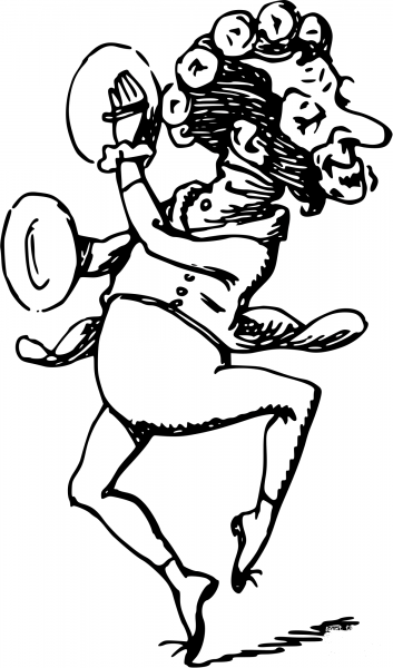 Vintage Comic Character – Crazy Musician Dancing coloring page image