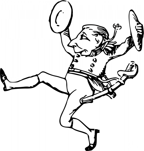 Vintage Comic Character – Crazy Musician with a Sword coloring page image