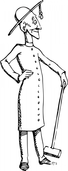 Vintage Comic Character – Cricket Player coloring page image