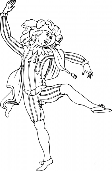 Vintage Comic Character – Dancing Actor coloring page image