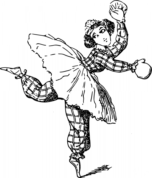 Vintage Comic Character – Dancing Ballerina coloring page image