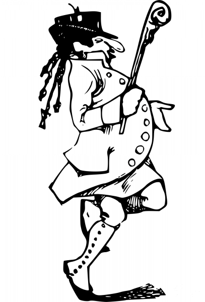 Vintage Comic Character – Dancing Gentleman coloring page image