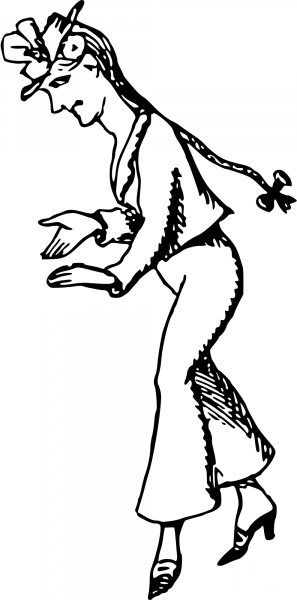 Vintage Comic Character – Dancing Girl coloring page image