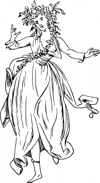 Vintage Comic Character – Dancing Lady coloring page image
