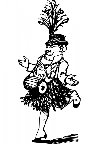 Vintage Comic Character – Dancing Musician coloring page image