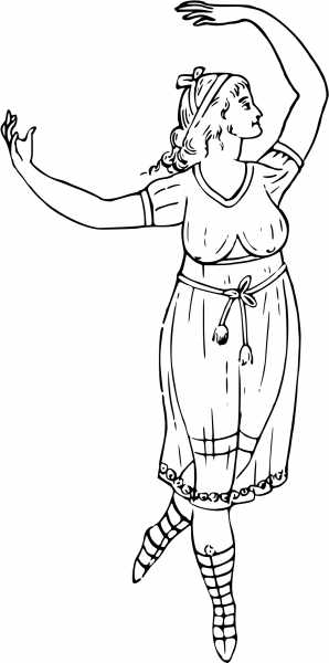 Vintage Comic Character – Dancing Woman coloring page image