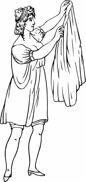 Vintage Comic Character – Dressing Up Woman coloring page image