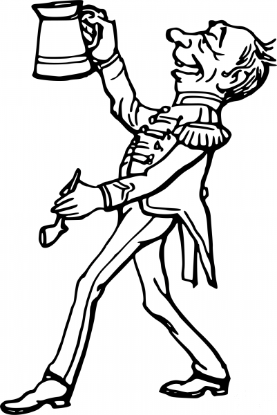 Vintage Comic Character – Drinking General coloring page image