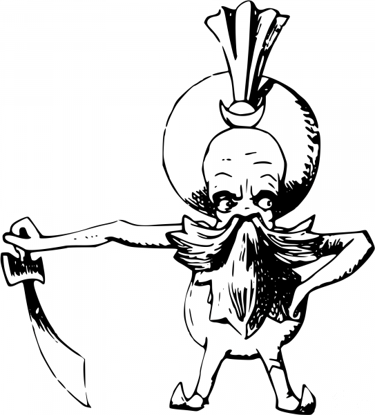 Vintage Comic Character – Dwarf with a Sword coloring page image