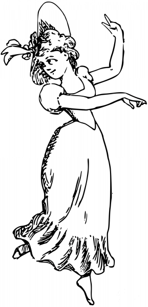 Vintage Comic Character – Flirty Dancer coloring page image
