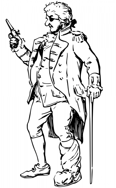 Vintage Comic Character – General with a Gun coloring page image