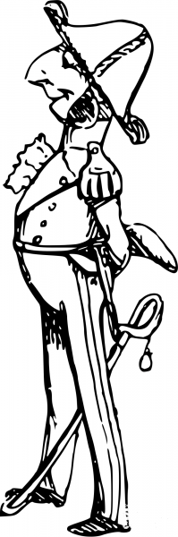 Vintage Comic Character – General with a Sword coloring page image