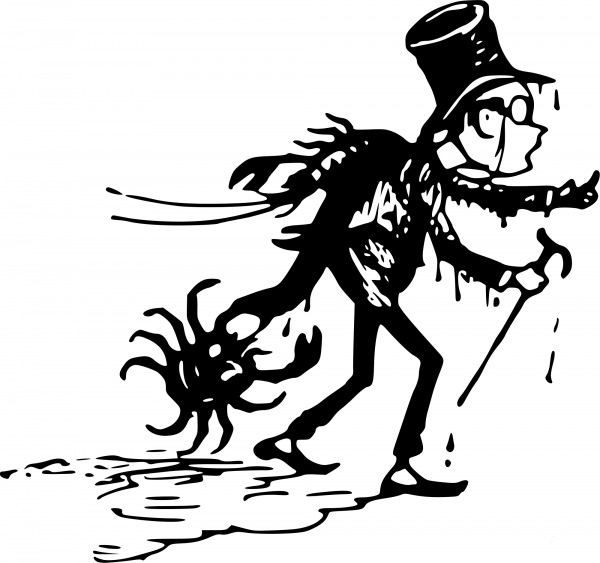 Vintage Comic Character – Gentleman Carrying Sea Creatures coloring page image