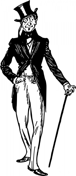 Vintage Comic Character – Gentleman in a Top Hat coloring page image