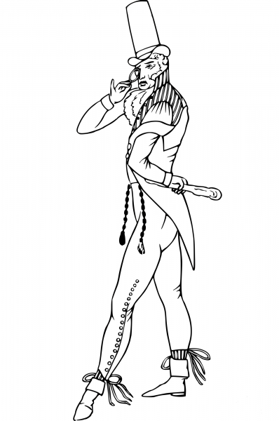 Vintage Comic Character – Gentleman in a Top Hat coloring page image