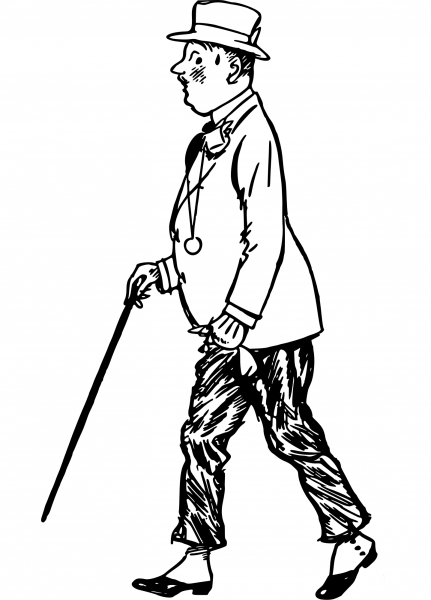Vintage Comic Character – Gentleman with a Stick coloring page image