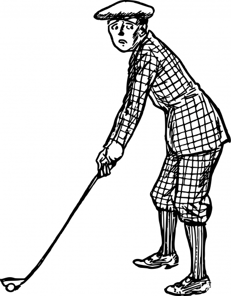 Vintage Comic Character – Golf Player coloring page image