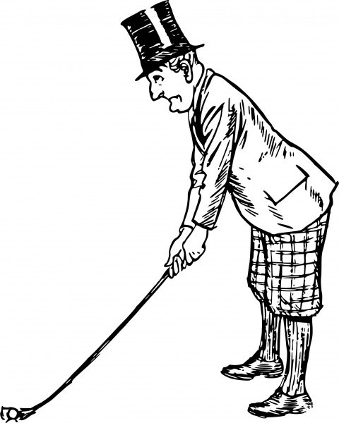 Vintage Comic Character – Golf Player in a Top Hat coloring page image