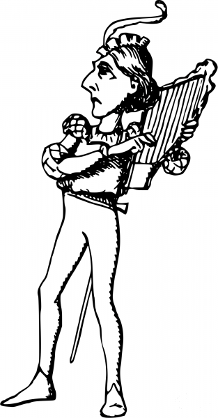 Vintage Comic Character – Grumpy Musician coloring page image