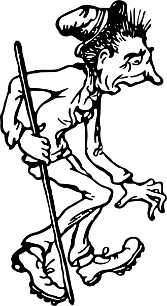 Vintage Comic Character – Homeless Man with a Stick coloring page image