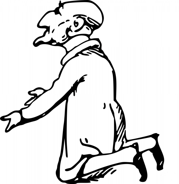 Vintage Comic Character – Kneeling Man coloring page image