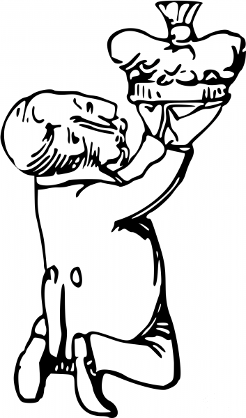 Vintage Comic Character – Kneeling Man with a Crown coloring page image