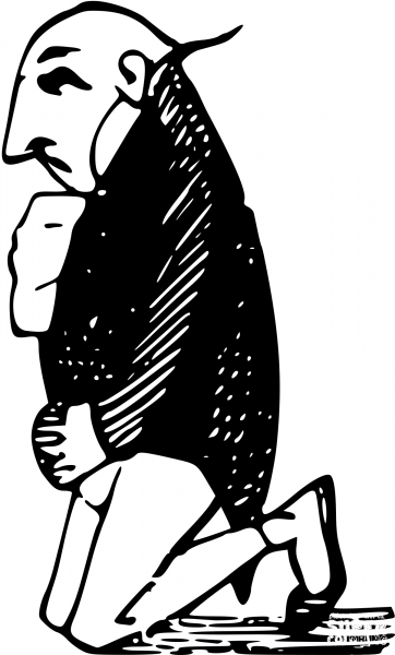 Vintage Comic Character – Kneeling Servant coloring page image