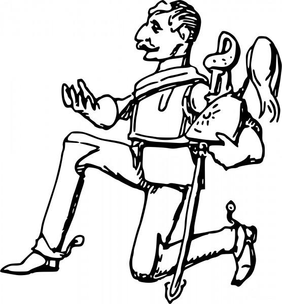 Vintage Comic Character – Knight on a Knee coloring page image