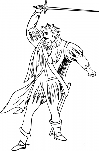 Vintage Comic Character – Knight with a Sword coloring page image