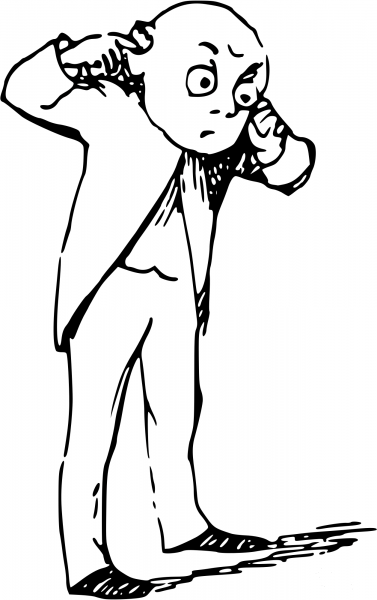 Vintage Comic Character – Man Closes His Ears coloring page image