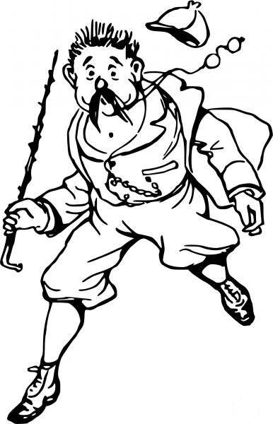 Vintage Comic Character – Man in a Hurry coloring page image