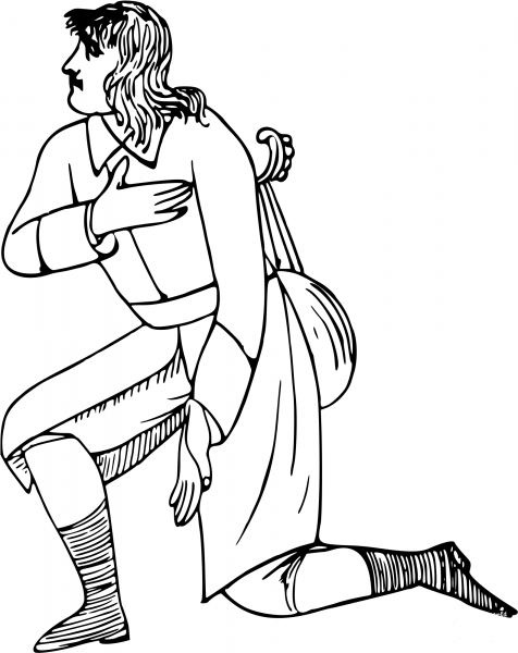 Vintage Comic Character – Man on a Knee coloring page image