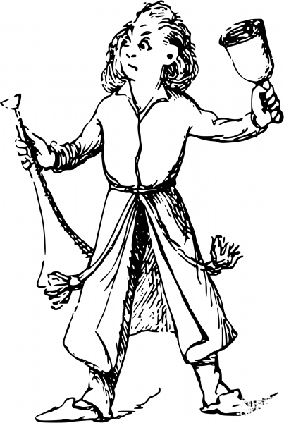 Vintage Comic Character – Man with a Bell coloring page image