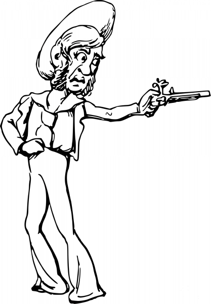 Vintage Comic Character – Man with a Gun coloring page image