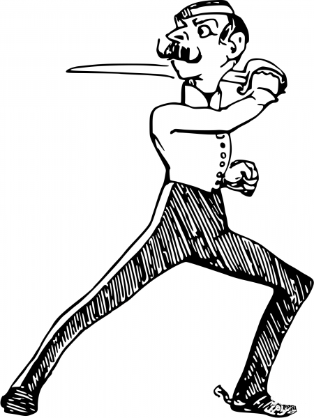 Vintage Comic Character – Man with a Sword coloring page image