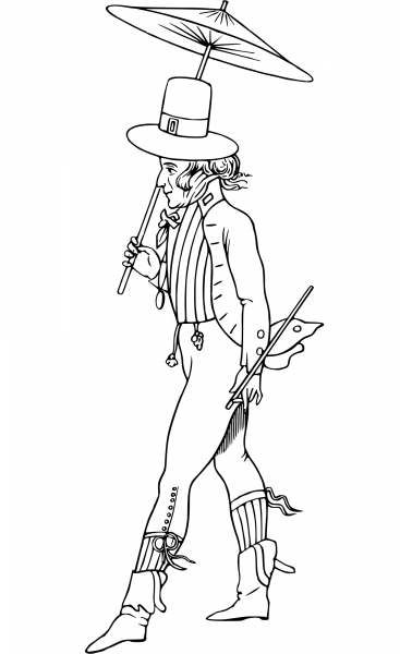 Vintage Comic Character – Man with Umbrella coloring page image